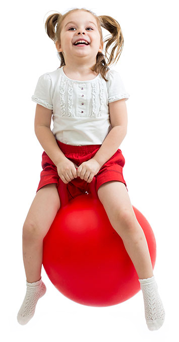 Girl On Red Bouncing Ball